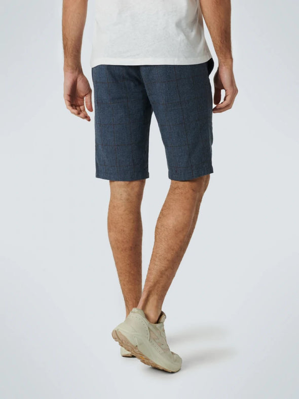 No Excess Linen Shorts: Wash Blue Check