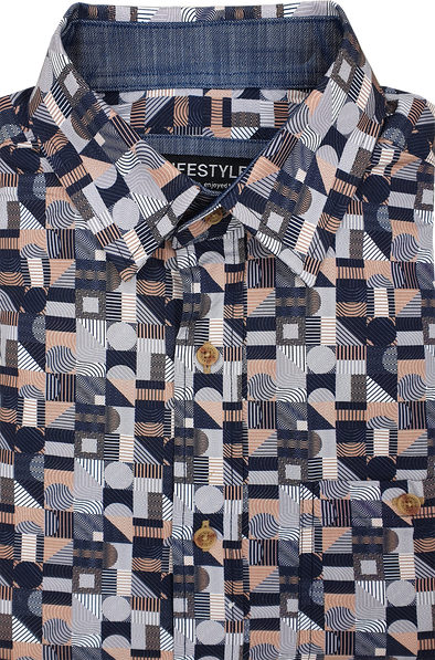 Lifestyle Cotton Short Sleeve Shirt - Abstract Geo