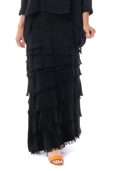 Juna Linen Layer Skirt - Onyx