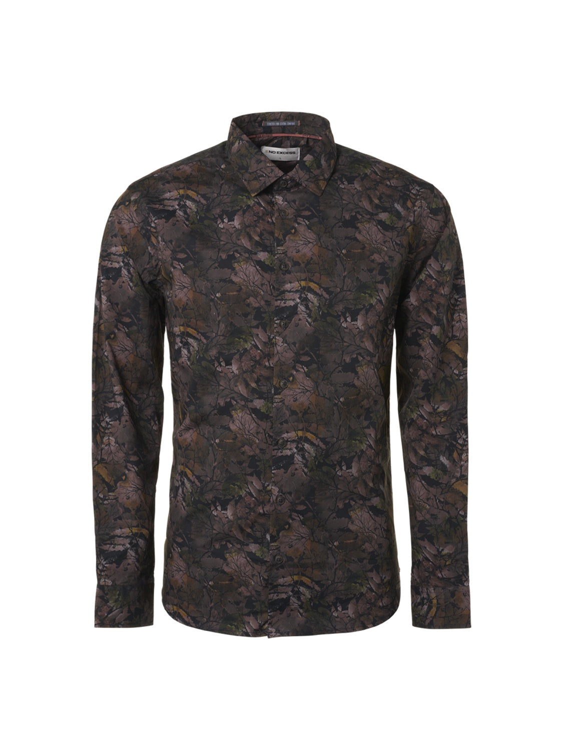 No Excess Long Sleeve Shirt: Autunm Leaves - Port Wine