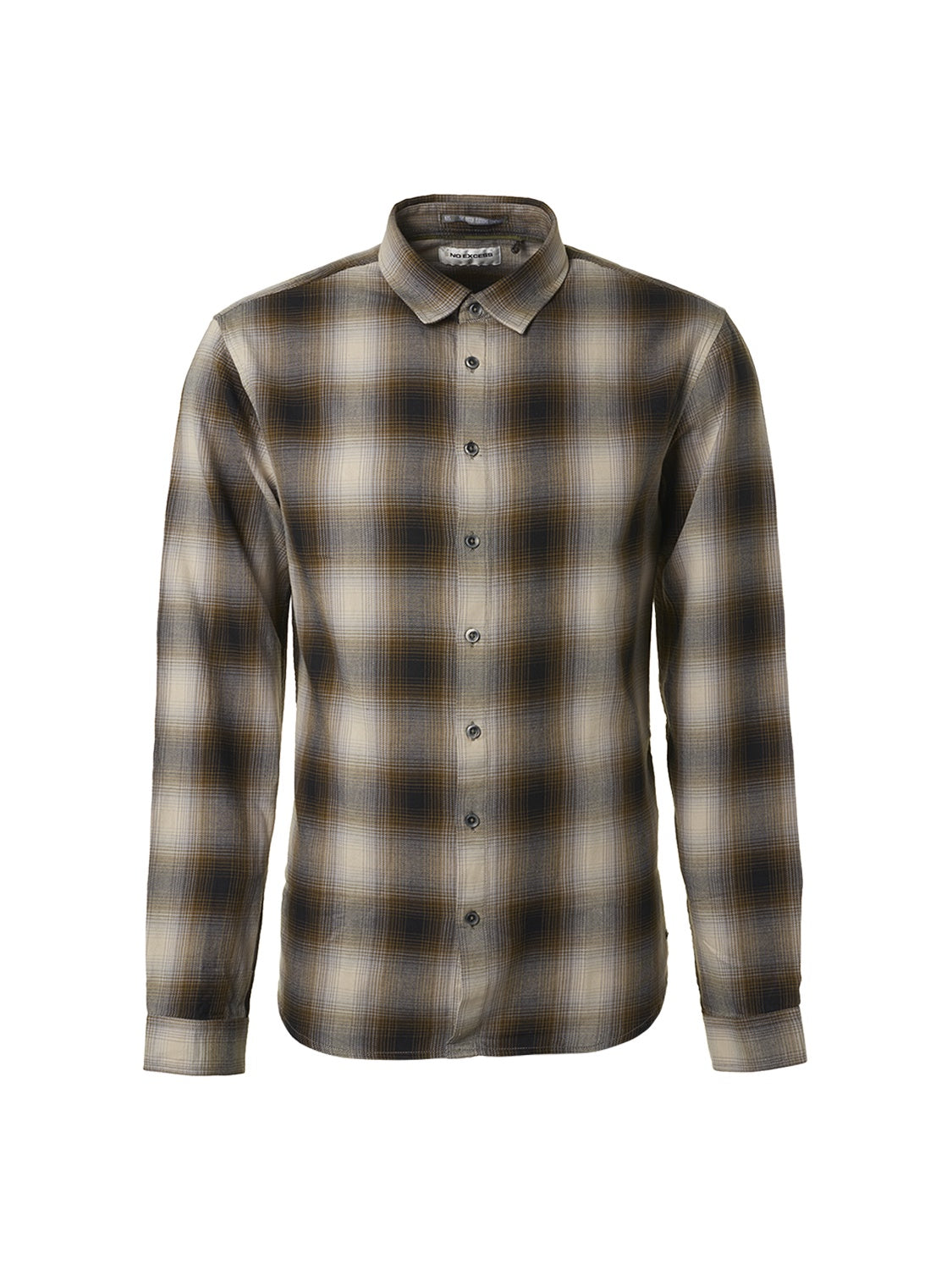 No Excess Long Sleeve Shirt: Blur Check - Fudge