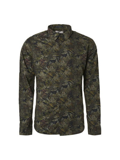 No Excess Long Sleeve Shirt: Autunm Leaves - Sage Green