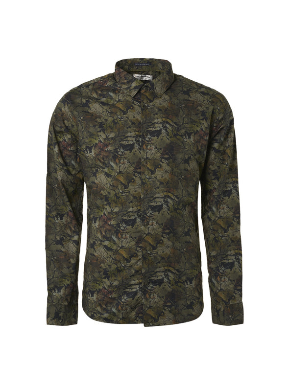 No Excess Long Sleeve Shirt: Autunm Leaves - Sage Green