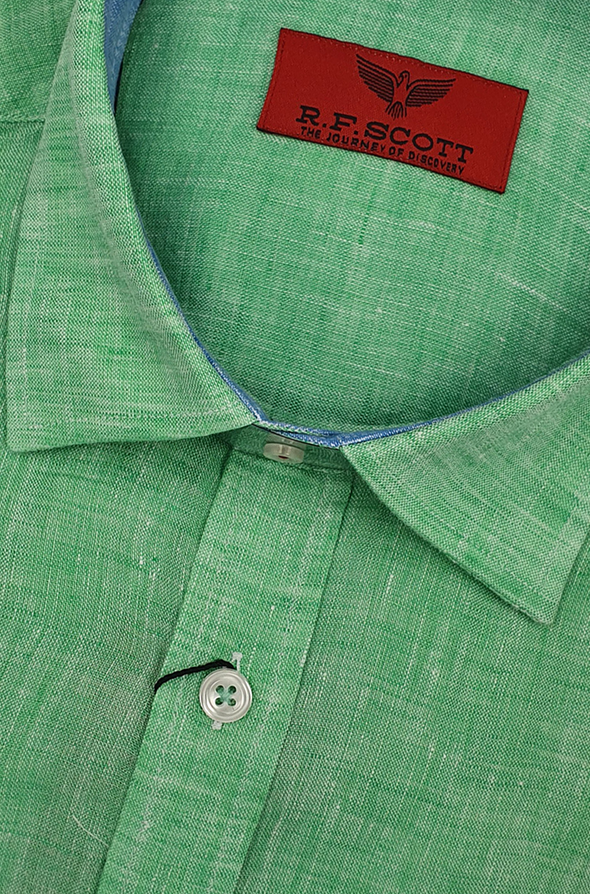 R.F. Scott Field Short Sleeve Linen Shirt - Apple
