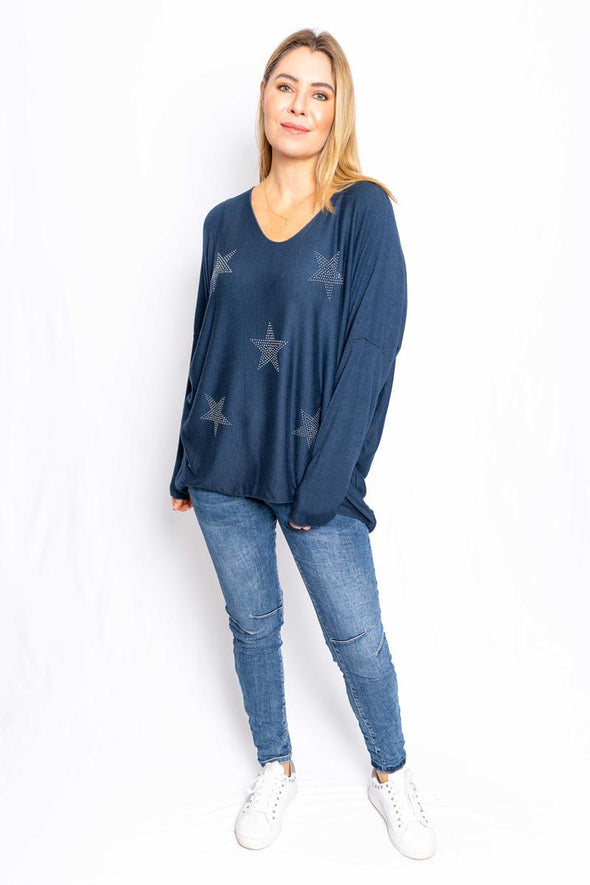 The Italian Closet: Orbetello Star Knit - Navy