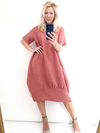 Helga May Mid Sleeve Maxi Dress: Plain - Brick