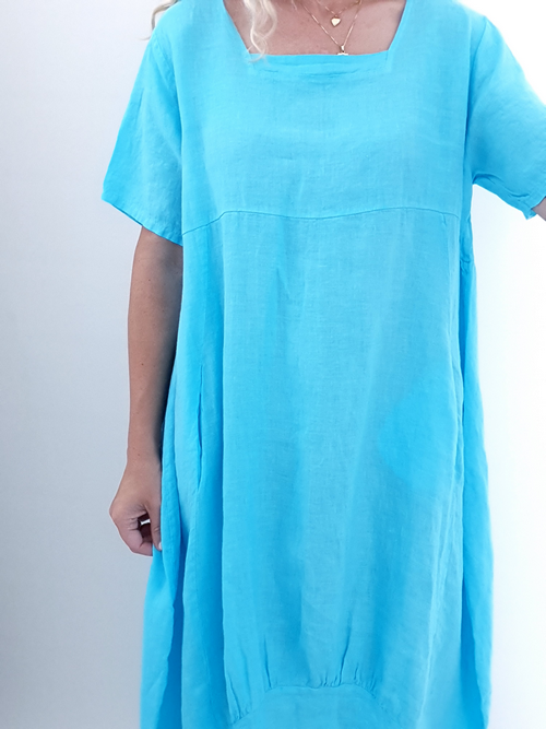 Helga May Mid Sleeve Maxi Dress: Plain - Light Turquoise