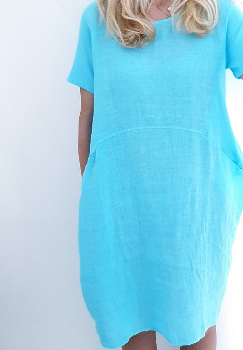 Helga May Jungle Dress: Plain - Light Turquoise