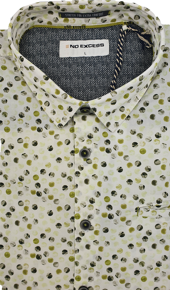 No Excess Short Sleeve Shirt: Abstract Circles - Lime