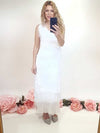 Helga May Layered Silk Maxi: Maud Josefine - White