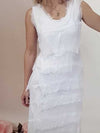 Helga May Layered Silk Maxi: Maud Josefine - White