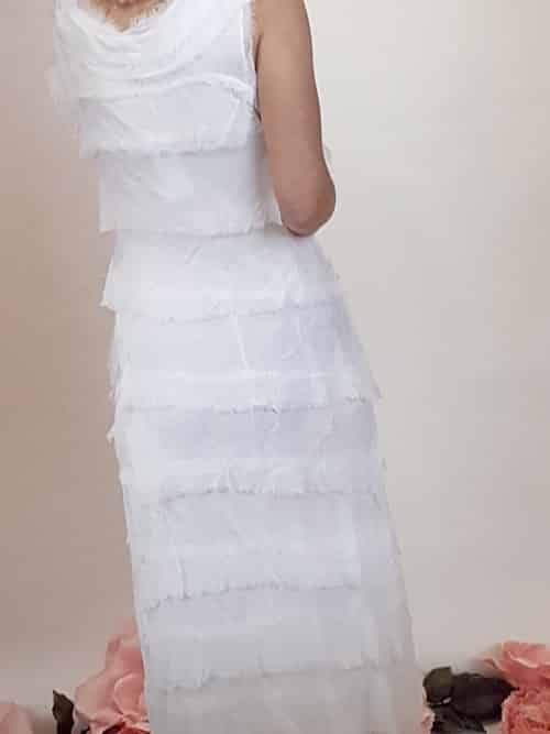 Helga May Layered Silk Maxi: Maud Josefine - White