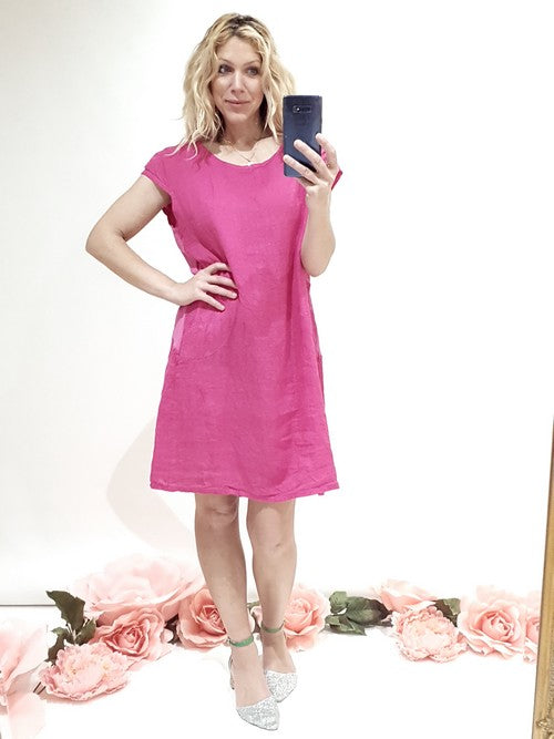 Helga May Kennedy Dress: Plain - Hot Pink