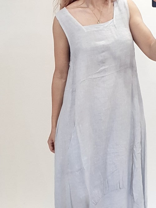 Helga May Sleeveless Maxi Dress: Plain - Silver