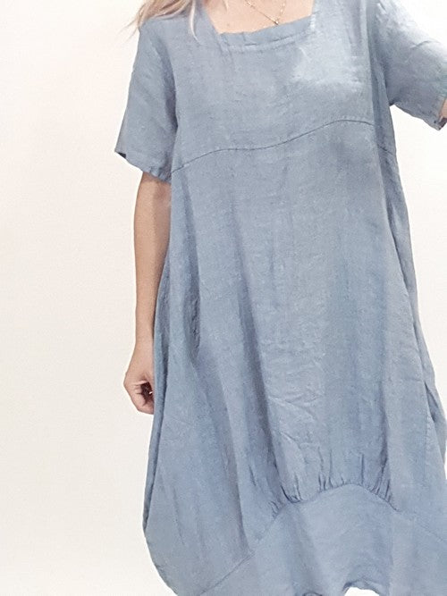 Helga May Mid Sleeve Maxi Dress: Plain - Pale Petrol