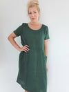 Helga May Jungle Dress: Plain - Dark Green