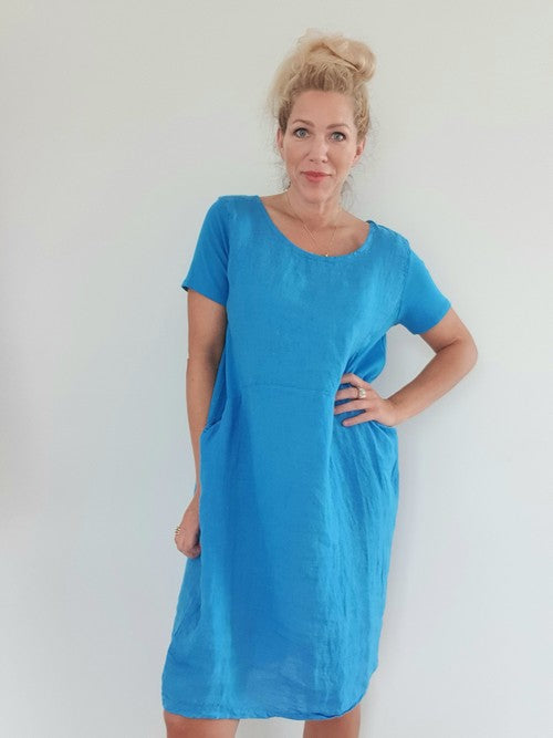 Helga May Jungle Dress: Plain - Turquoise