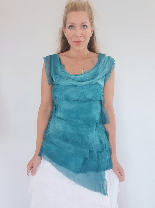 Helga May Layered Silk Top - Teal