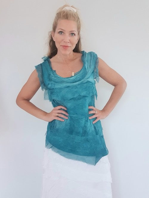 Helga May Layered Silk Top - Teal
