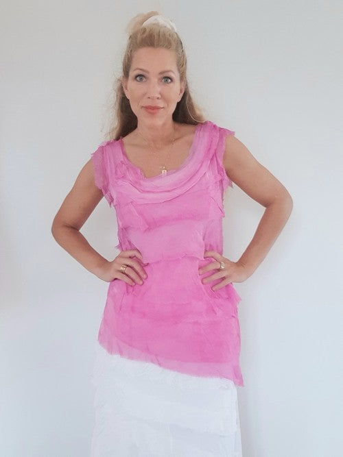 Helga May Layered Silk Top - Bubble Gum