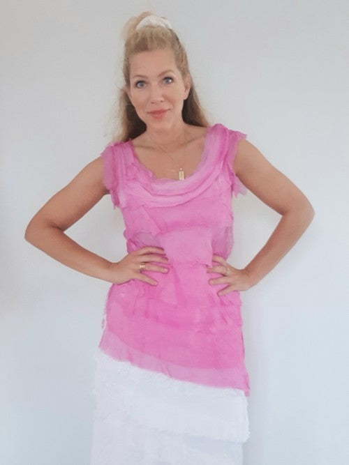 Helga May Layered Silk Top - Bubble Gum