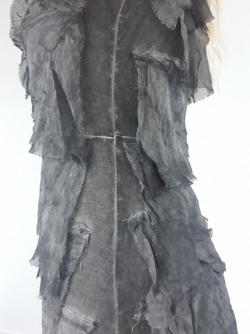 Helga May Layered Silk Midi Dress - Charcoal Ombre