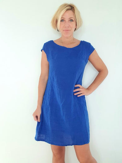 Helga May Kennedy Dress (SMALL) : Plain - Cobalt