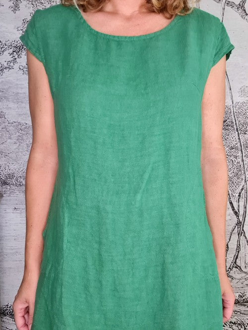 Helga May Kennedy Dress (SMALL) : Plain - Leaf Green