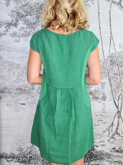 Helga May Kennedy Dress (SMALL) : Plain - Leaf Green