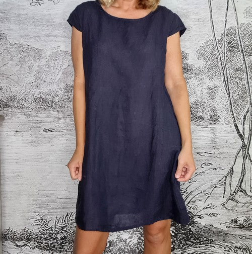 Helga May Kennedy Dress (SMALL) : Plain - Navy