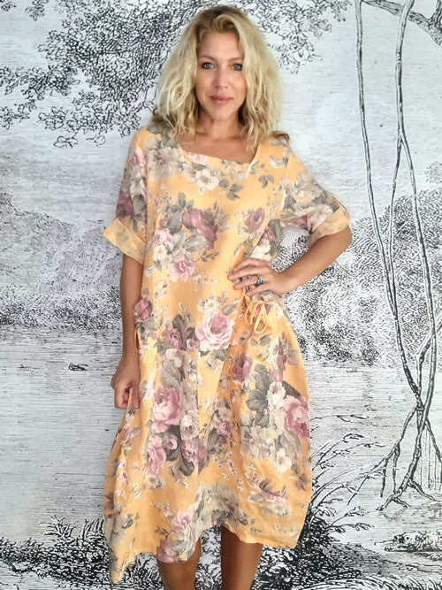 Helga May Button Sleeve Maxi Dress: Scarlett Rose - Mandarin
