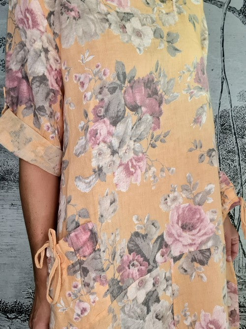 Helga May Button Sleeve Maxi Dress: Scarlett Rose - Mandarin