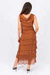 The Italian Closet - Natalia Layered Silk Dress - Brick