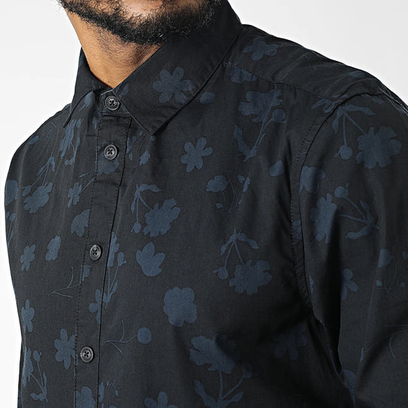 Blend Long Sleeve Shirt: Night Floral - Black