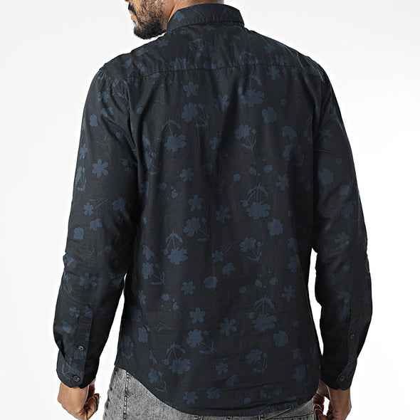 Blend Long Sleeve Shirt: Night Floral - Black