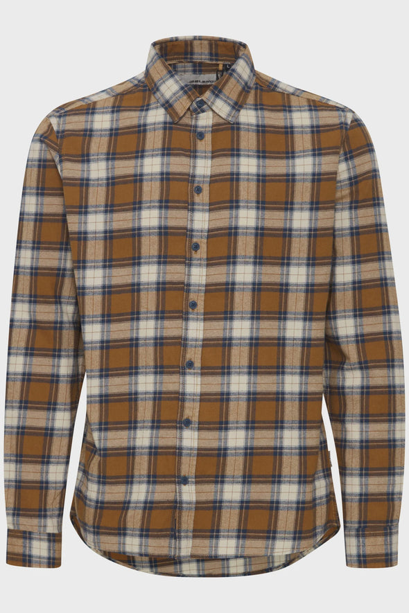 Blend  Long Sleeve Shirt: Checked - Bronze Brown