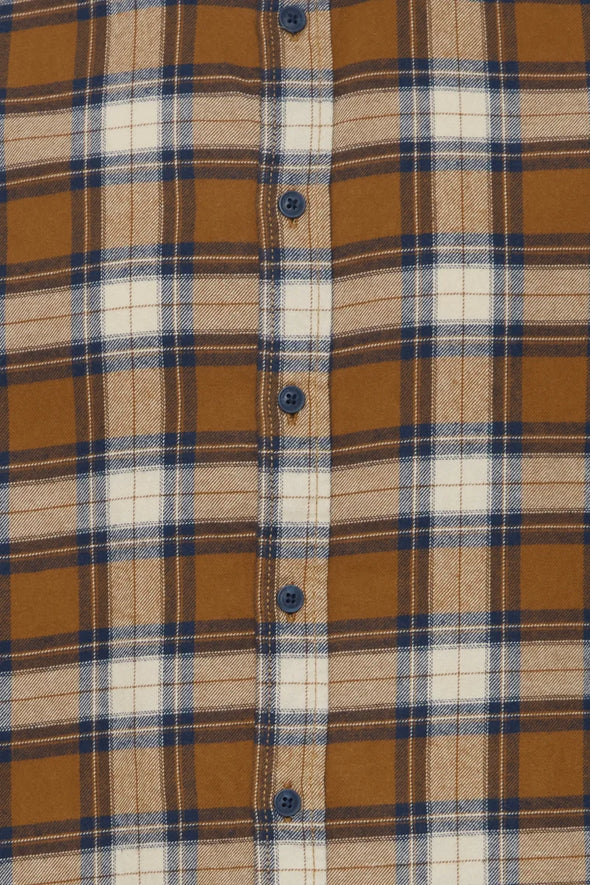 Blend  Long Sleeve Shirt: Checked - Bronze Brown