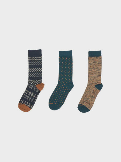 No Excess Fancy Socks: 3 Pack - Multi Ocean