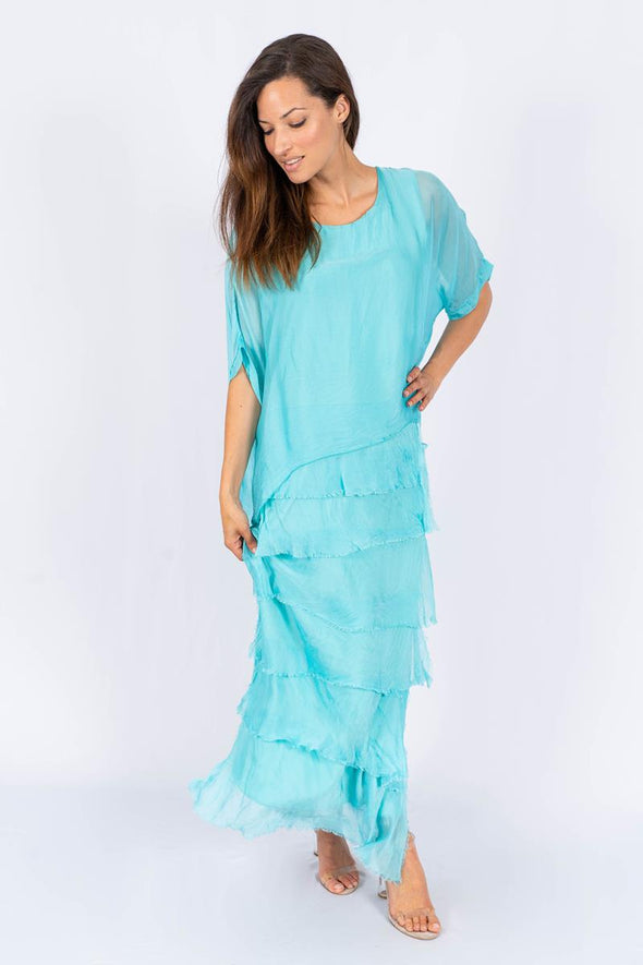 The Italian Closet: Rowena Silk Tunic Dress - Aqua
