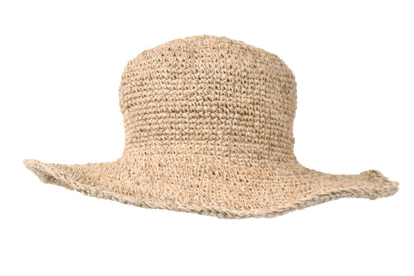 Hemp Hat: Crochet White Garden - Large Brim
