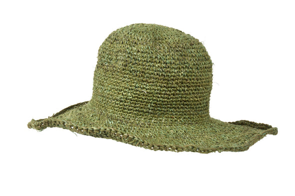 Hemp Hat: Crochet Green Garden - Large Brim