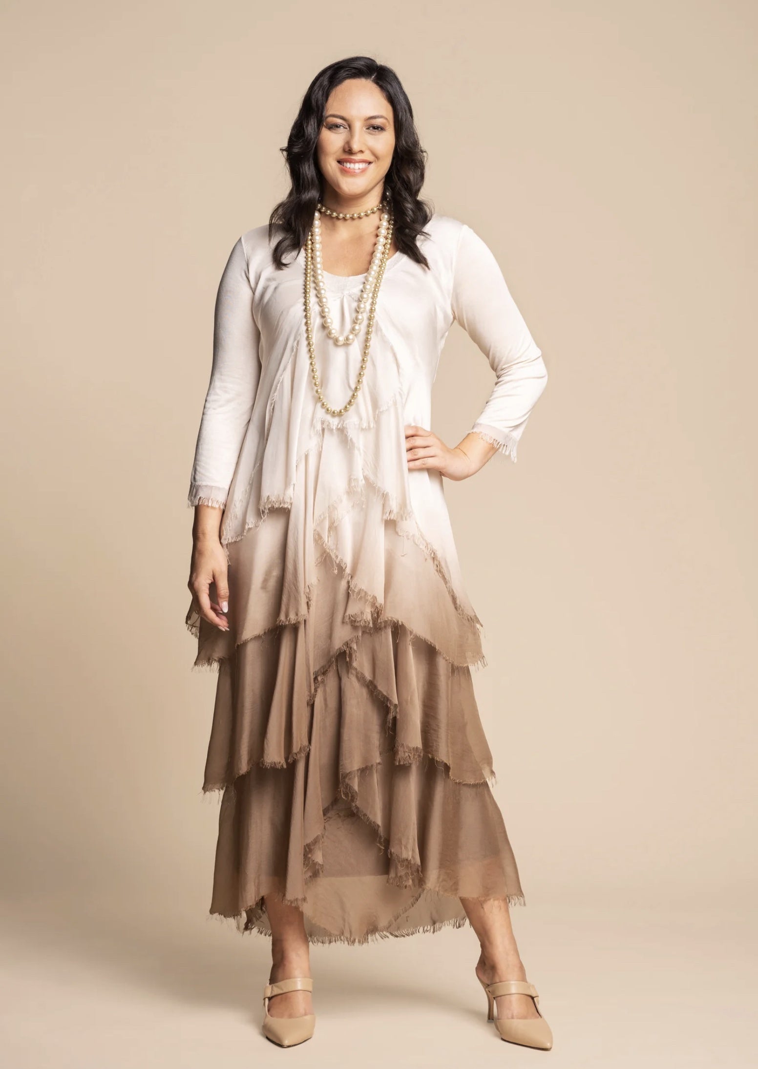 Belin Dress - Latte Ombré