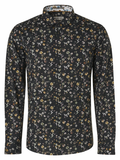 No Excess Floral Print Long Sleeve Shirt - Black
