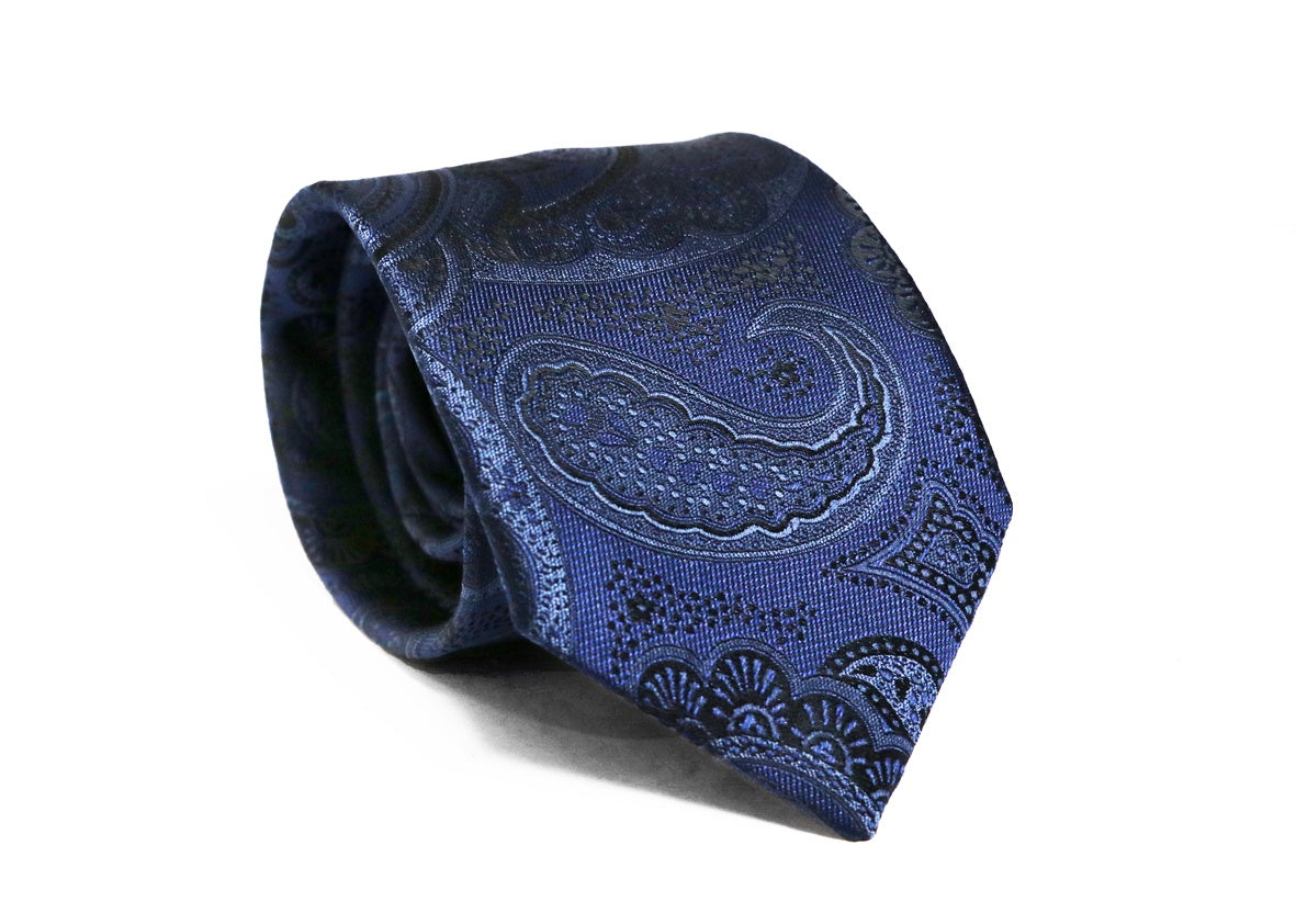 Fellini Luxe Paisley Tie - Navy