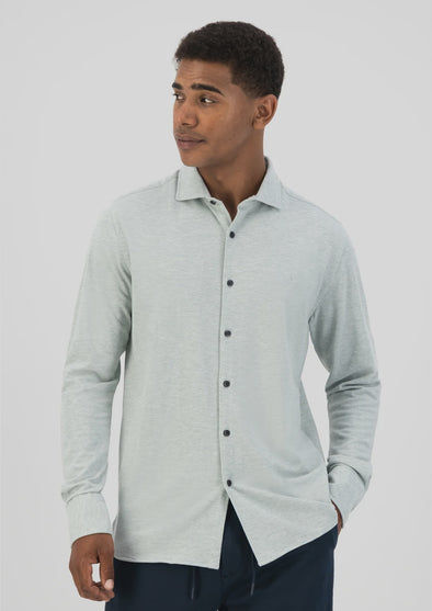 Dstrezzed Long Sleeve Shirt: Melange Pique - Blue Grey