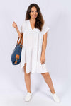 The Italian Closet: Rosetta V-Neck Linen Dress: White