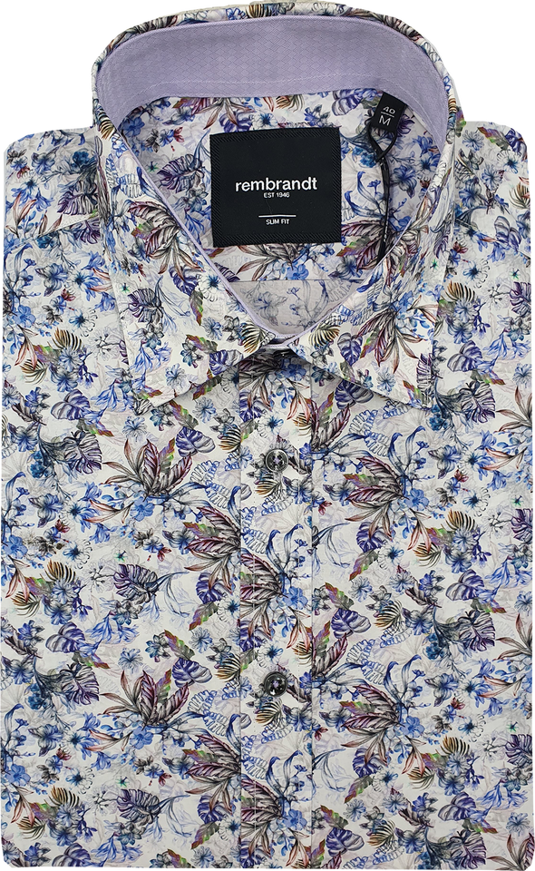 Barbican Long Sleeve Shirt - Blue Floral & Lilac