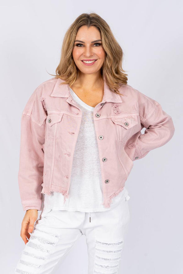 The Italian Closet: Bordo Denim Jacket - Baby Pink