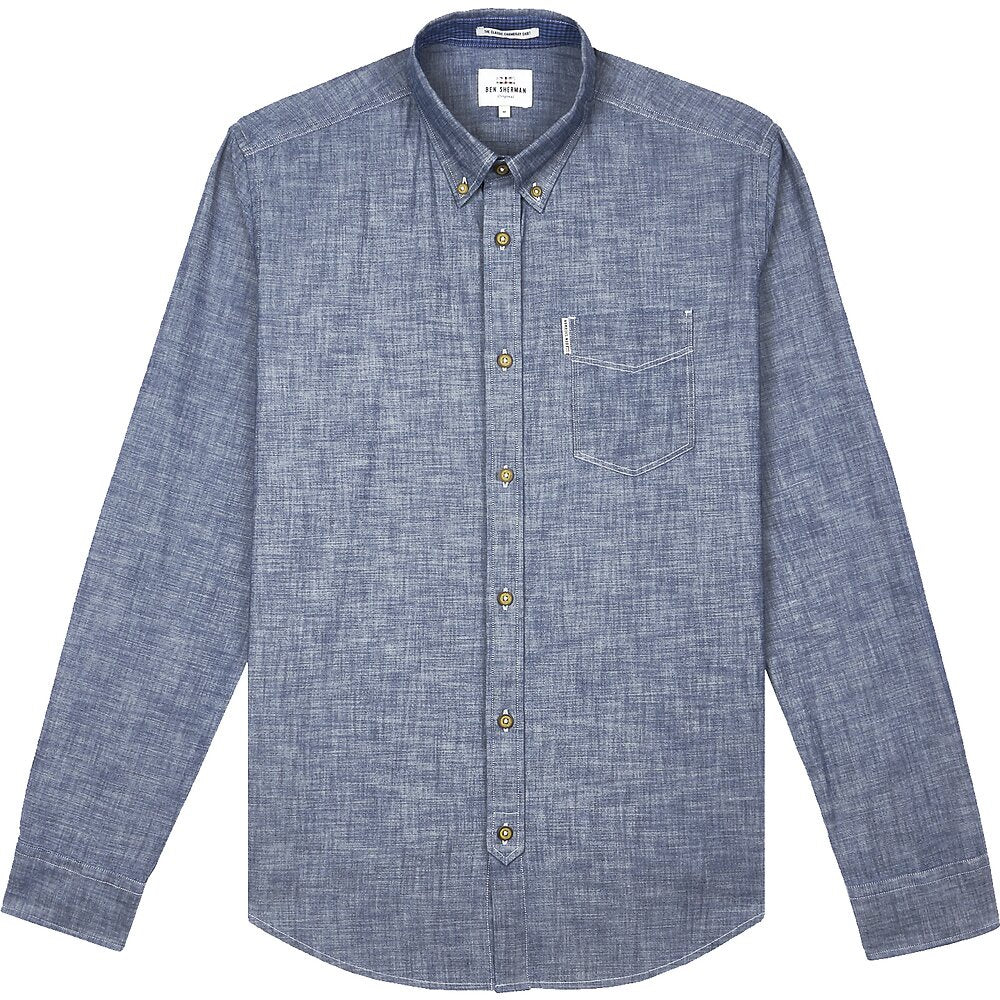 Ben Sherman Chambray Dark Navy Long Sleeve Shirt