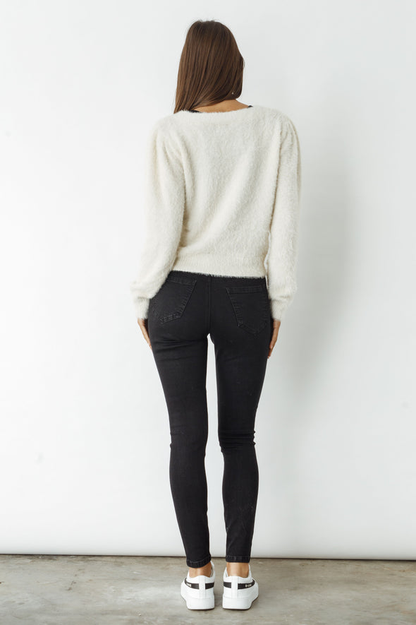 Caju Pearl Heart Cardigan - Cream